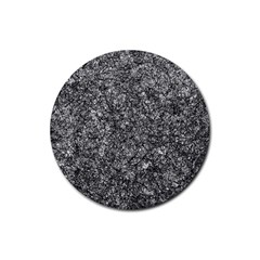 Black And White Abstract Expressive Print Rubber Coaster (round) by dflcprintsclothing