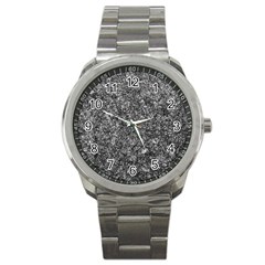 Black And White Abstract Expressive Print Sport Metal Watch by dflcprintsclothing