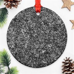 Black And White Abstract Expressive Print Round Ornament (two Sides)