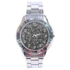 Black And White Abstract Expressive Print Stainless Steel Analogue Watch by dflcprintsclothing