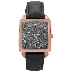 Black And White Abstract Expressive Print Rose Gold Leather Watch  by dflcprintsclothing