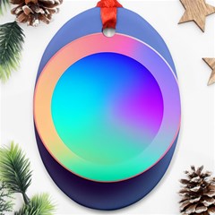 Circle Colorful Rainbow Spectrum Button Gradient Ornament (oval)