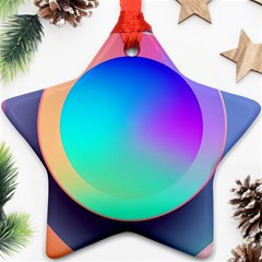 Circle Colorful Rainbow Spectrum Button Gradient Ornament (star)