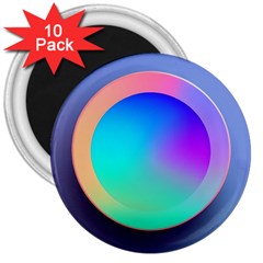 Circle Colorful Rainbow Spectrum Button Gradient 3  Magnets (10 Pack)  by Maspions