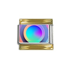 Circle Colorful Rainbow Spectrum Button Gradient Gold Trim Italian Charm (9mm) by Maspions