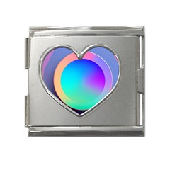 Circle Colorful Rainbow Spectrum Button Gradient Mega Link Heart Italian Charm (18mm) by Maspions