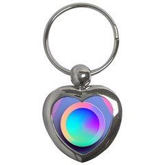 Circle Colorful Rainbow Spectrum Button Gradient Key Chain (heart) by Maspions