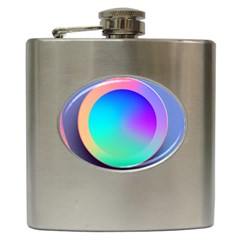 Circle Colorful Rainbow Spectrum Button Gradient Hip Flask (6 Oz)