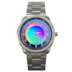 Circle Colorful Rainbow Spectrum Button Gradient Sport Metal Watch