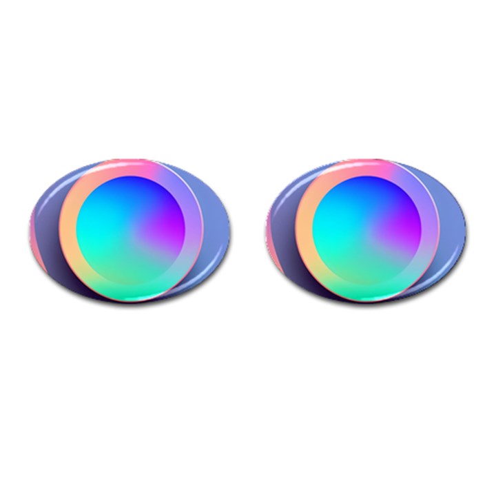 Circle Colorful Rainbow Spectrum Button Gradient Cufflinks (Oval)