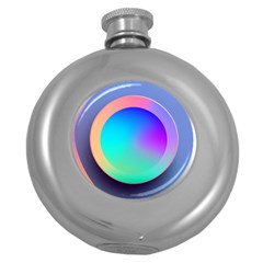 Circle Colorful Rainbow Spectrum Button Gradient Round Hip Flask (5 Oz)