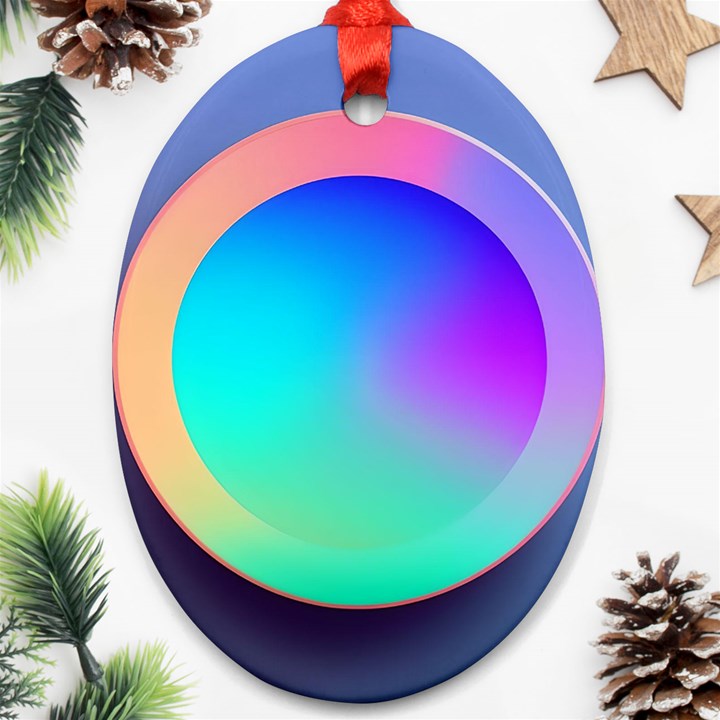 Circle Colorful Rainbow Spectrum Button Gradient Oval Ornament (Two Sides)