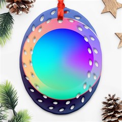 Circle Colorful Rainbow Spectrum Button Gradient Ornament (oval Filigree)