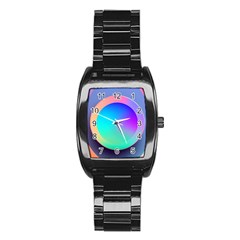 Circle Colorful Rainbow Spectrum Button Gradient Stainless Steel Barrel Watch by Maspions