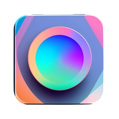 Circle Colorful Rainbow Spectrum Button Gradient Square Metal Box (black) by Maspions