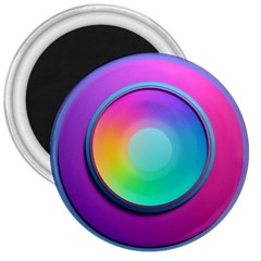 Circle Colorful Rainbow Spectrum Button Gradient Psychedelic Art 3  Magnets