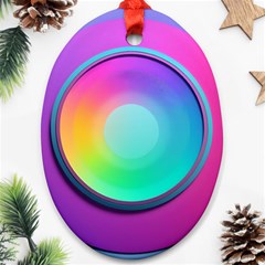 Circle Colorful Rainbow Spectrum Button Gradient Psychedelic Art Ornament (oval)