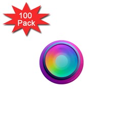 Circle Colorful Rainbow Spectrum Button Gradient Psychedelic Art 1  Mini Magnets (100 Pack) 