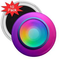 Circle Colorful Rainbow Spectrum Button Gradient Psychedelic Art 3  Magnets (10 Pack)  by Maspions