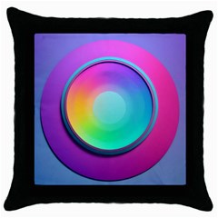 Circle Colorful Rainbow Spectrum Button Gradient Psychedelic Art Throw Pillow Case (black)