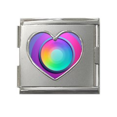 Circle Colorful Rainbow Spectrum Button Gradient Psychedelic Art Mega Link Heart Italian Charm (18mm)