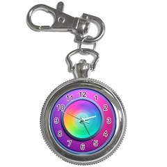 Circle Colorful Rainbow Spectrum Button Gradient Psychedelic Art Key Chain Watches by Maspions