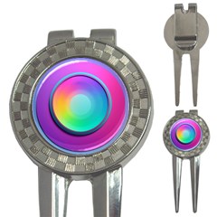 Circle Colorful Rainbow Spectrum Button Gradient Psychedelic Art 3-in-1 Golf Divots