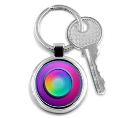 Circle Colorful Rainbow Spectrum Button Gradient Psychedelic Art Key Chain (round)