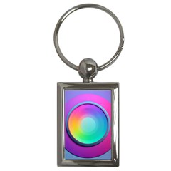 Circle Colorful Rainbow Spectrum Button Gradient Psychedelic Art Key Chain (rectangle) by Maspions