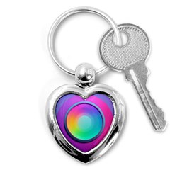 Circle Colorful Rainbow Spectrum Button Gradient Psychedelic Art Key Chain (heart)