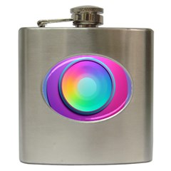 Circle Colorful Rainbow Spectrum Button Gradient Psychedelic Art Hip Flask (6 Oz) by Maspions