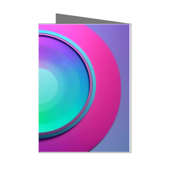 Circle Colorful Rainbow Spectrum Button Gradient Psychedelic Art Mini Greeting Cards (Pkg of 8)