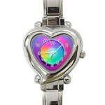 Circle Colorful Rainbow Spectrum Button Gradient Psychedelic Art Heart Italian Charm Watch Front