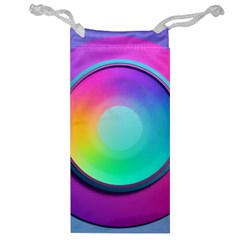 Circle Colorful Rainbow Spectrum Button Gradient Psychedelic Art Jewelry Bag by Maspions