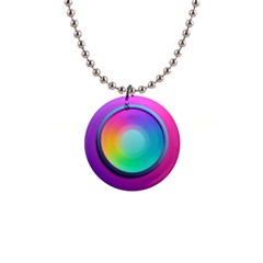 Circle Colorful Rainbow Spectrum Button Gradient Psychedelic Art 1  Button Necklace by Maspions