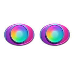 Circle Colorful Rainbow Spectrum Button Gradient Psychedelic Art Cufflinks (oval) by Maspions