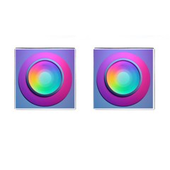 Circle Colorful Rainbow Spectrum Button Gradient Psychedelic Art Cufflinks (square) by Maspions