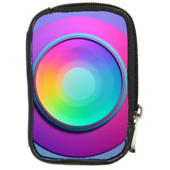 Circle Colorful Rainbow Spectrum Button Gradient Psychedelic Art Compact Camera Leather Case