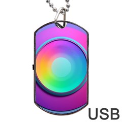 Circle Colorful Rainbow Spectrum Button Gradient Psychedelic Art Dog Tag Usb Flash (one Side) by Maspions