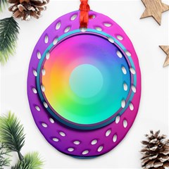 Circle Colorful Rainbow Spectrum Button Gradient Psychedelic Art Ornament (oval Filigree) by Maspions