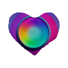 Circle Colorful Rainbow Spectrum Button Gradient Psychedelic Art Standard 16  Premium Heart Shape Cushions by Maspions