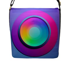 Circle Colorful Rainbow Spectrum Button Gradient Psychedelic Art Flap Closure Messenger Bag (l) by Maspions