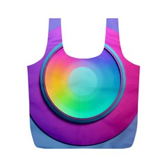 Circle Colorful Rainbow Spectrum Button Gradient Psychedelic Art Full Print Recycle Bag (m)