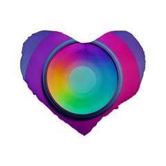 Circle Colorful Rainbow Spectrum Button Gradient Psychedelic Art Standard 16  Premium Flano Heart Shape Cushions by Maspions