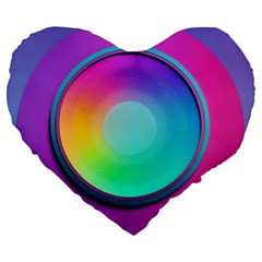 Circle Colorful Rainbow Spectrum Button Gradient Psychedelic Art Large 19  Premium Flano Heart Shape Cushions