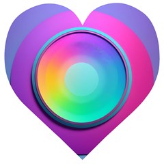 Circle Colorful Rainbow Spectrum Button Gradient Psychedelic Art Wooden Puzzle Heart by Maspions