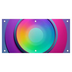 Circle Colorful Rainbow Spectrum Button Gradient Psychedelic Art Banner And Sign 6  X 3  by Maspions