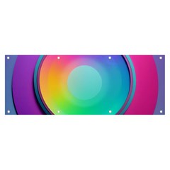 Circle Colorful Rainbow Spectrum Button Gradient Psychedelic Art Banner And Sign 8  X 3 