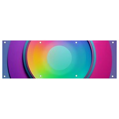 Circle Colorful Rainbow Spectrum Button Gradient Psychedelic Art Banner And Sign 9  X 3  by Maspions