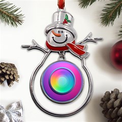 Circle Colorful Rainbow Spectrum Button Gradient Psychedelic Art Metal Snowman Ornament by Maspions